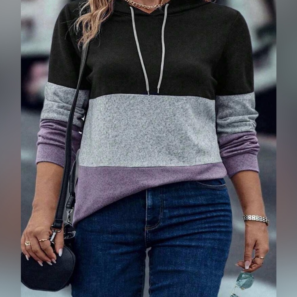 Color Block Drawstring Hoodie - Picture 5 of 5